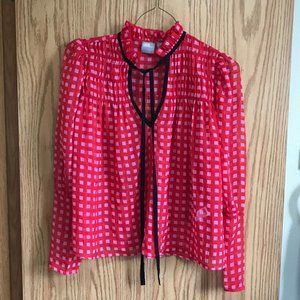 ASOS Check Tie Neck Blouse